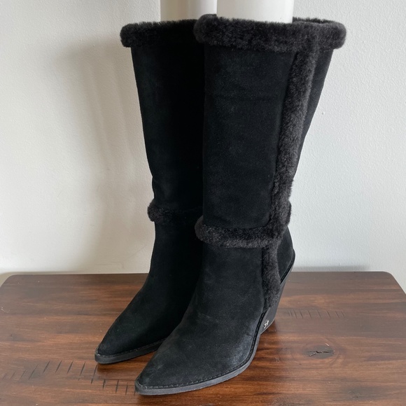 Size 6 Sam Edelman Isla Suede Faux Shearling Knee High Boots - Picture 7 of 9